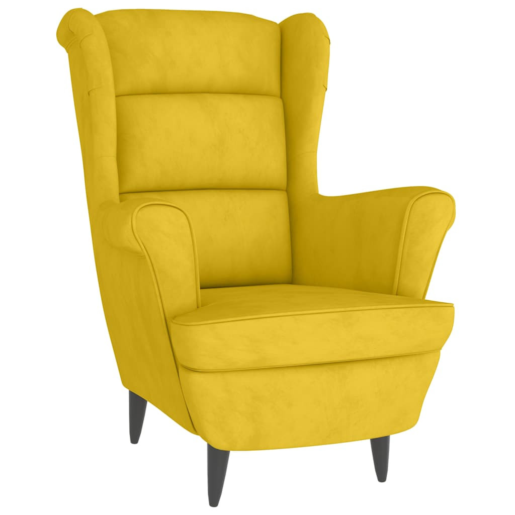 Fotel musztardowożółty aksamitny