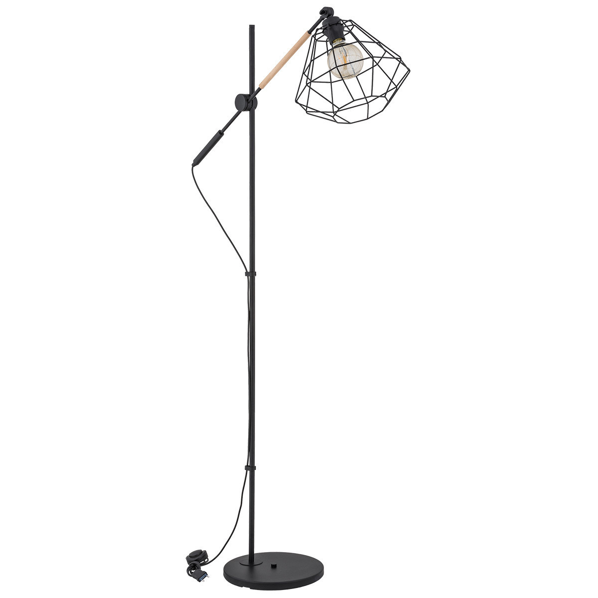 Lampa podłogowa czarna BOOGIE 1xE27x15W wym:165x80x30cm Alfa