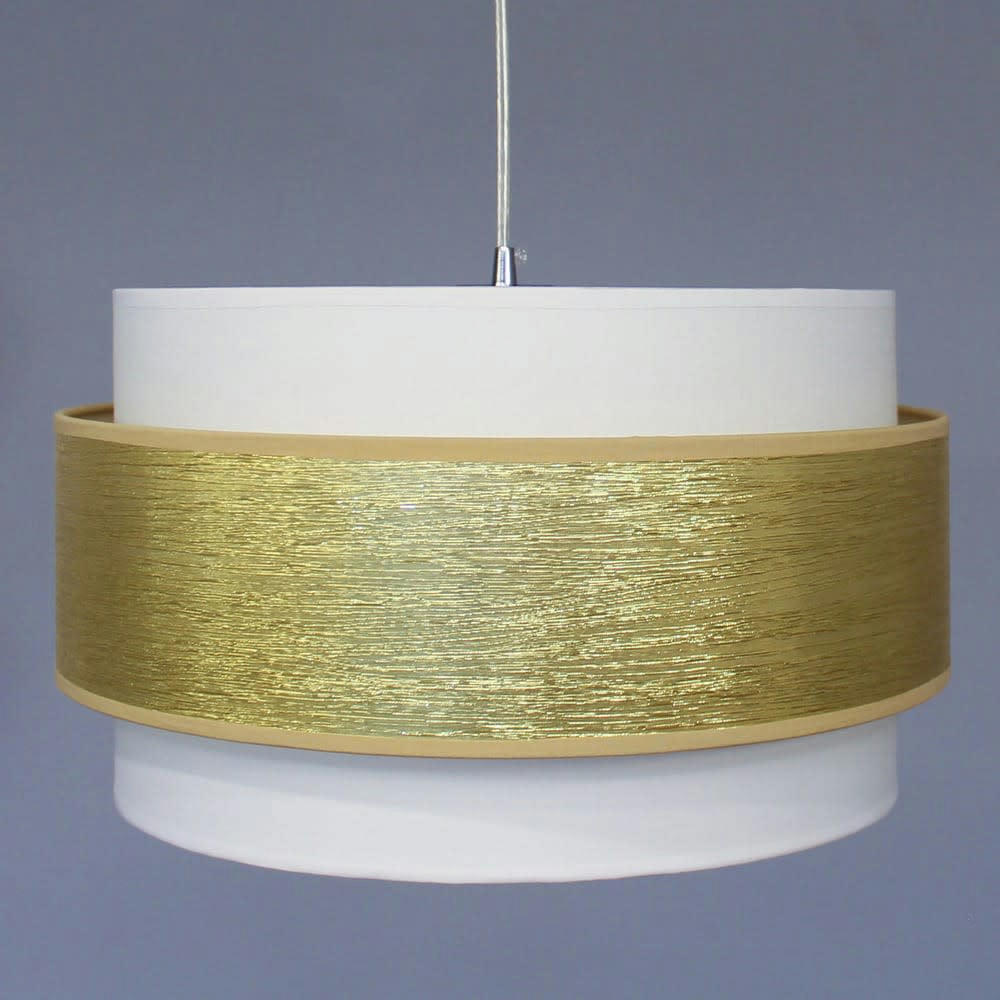 MENIDA - Suspension fabriquée à la main doré abat-jour en lin ø 40 cm