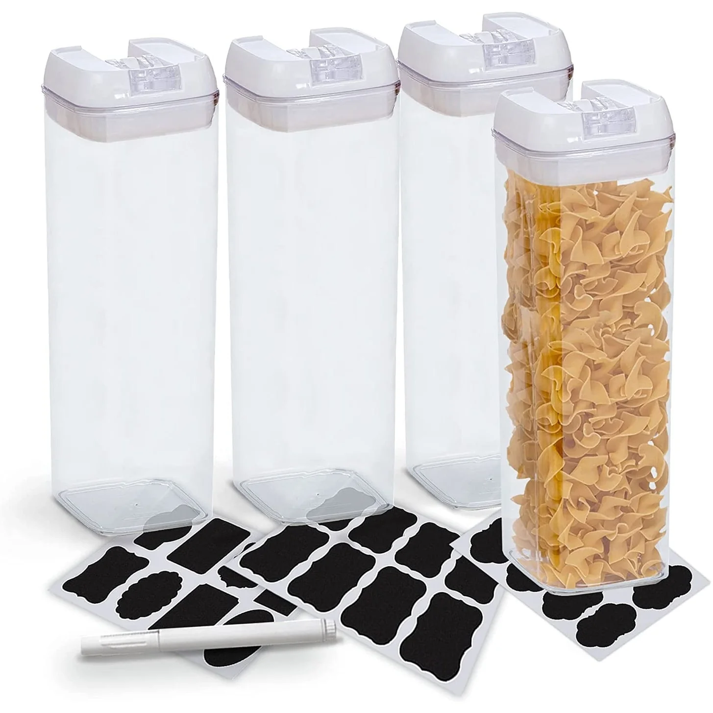 Cheer Collection Set of 4 Uniform Size Airtight Food Storage Containers