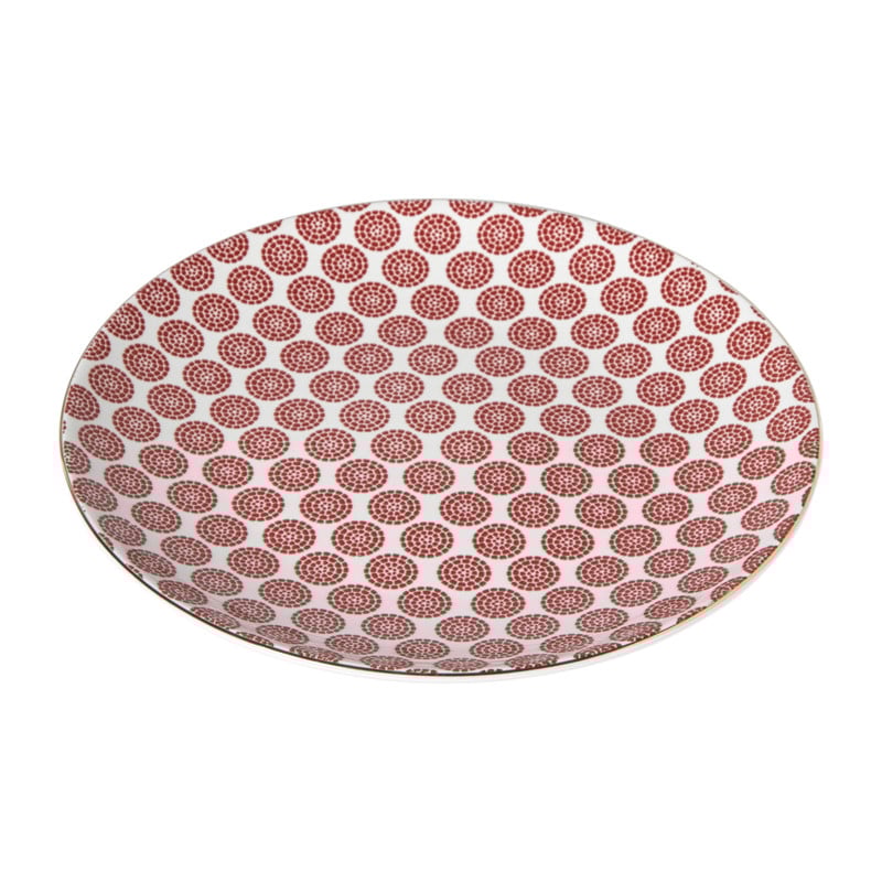 Ontbijtbord Mirna bloem - rood/wit - &Oslash;22x2 cm