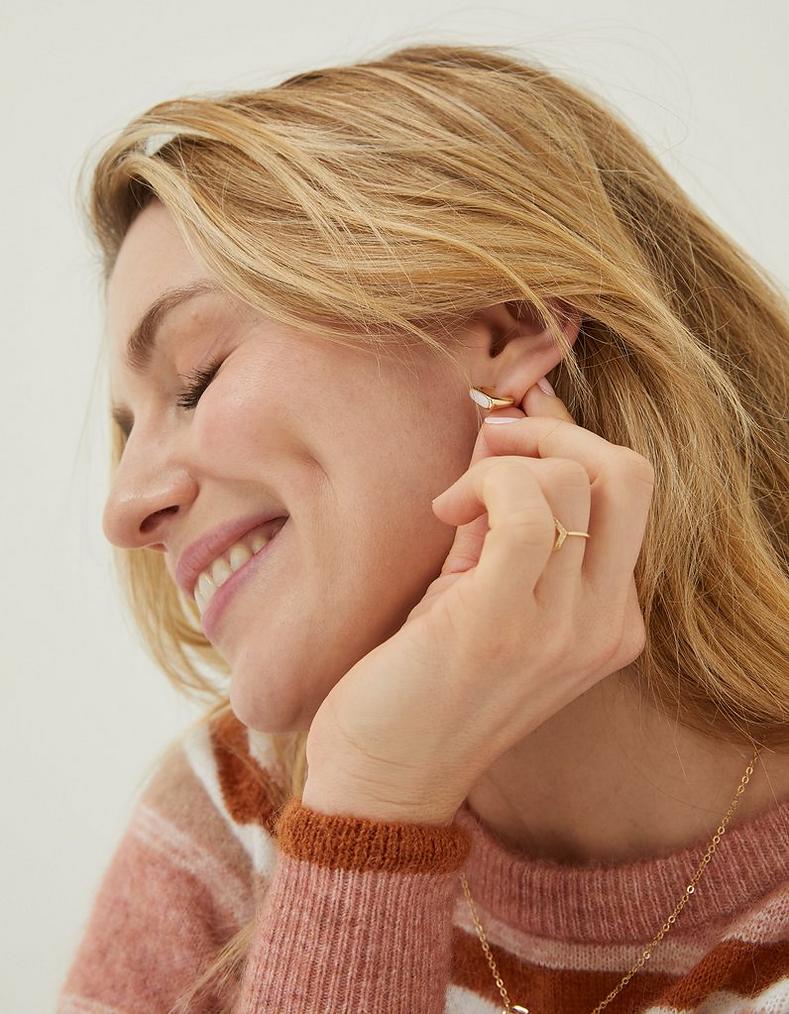 Stone Square Hoop Earrings