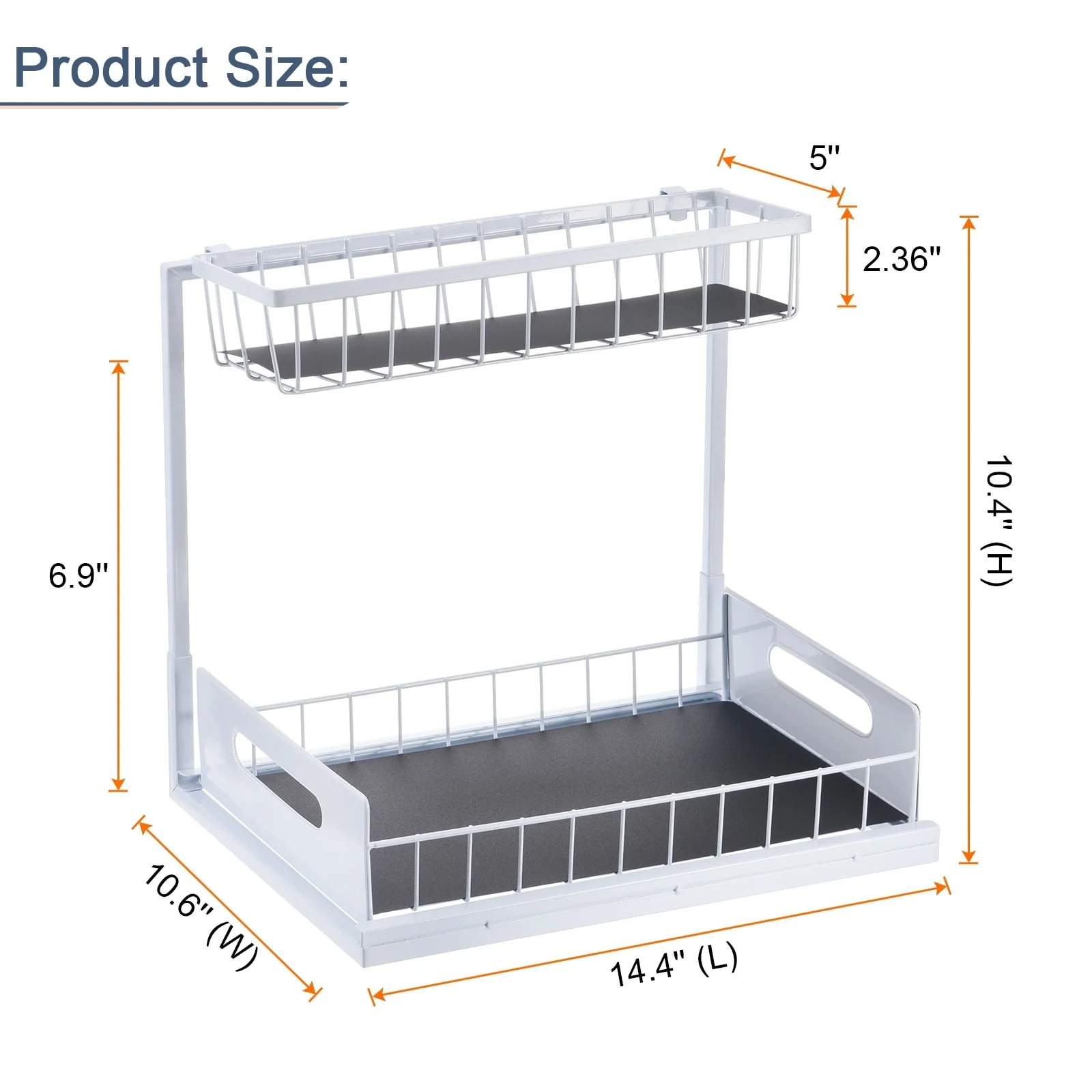 2 Tier Under Sink Shelf Organizers And Storage Bathroom Cabinet Organizer White