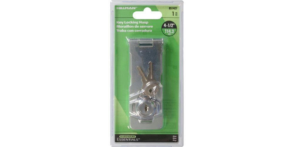 Hillman Gate Keyed Safety Hasp, For Securing and Locking, Zinc-Plated, 4-/2-in