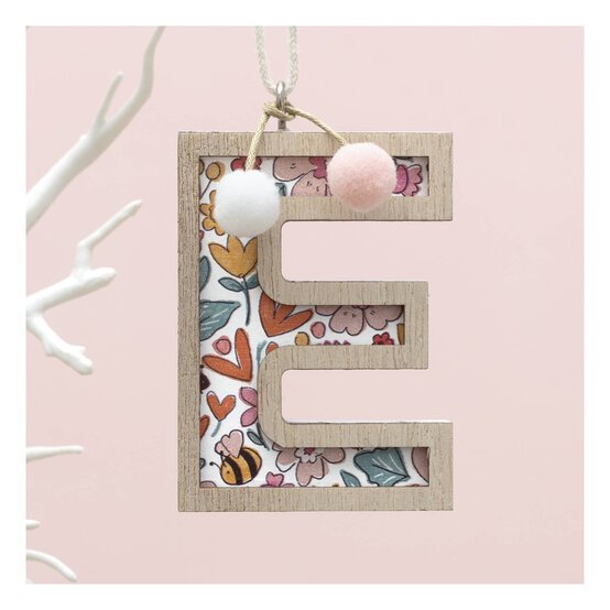 Hanging Wooden Letter E 7.5cm
