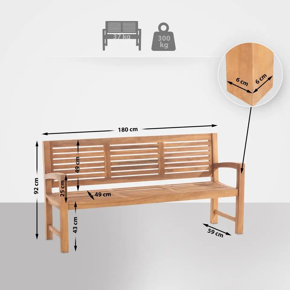 CLP Teakbank Halden 180 cm