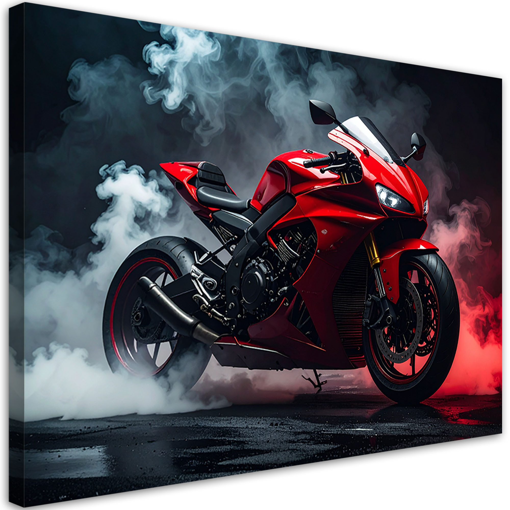 Obraz do salonu biura pokoju nastolatka, Czerwony Motocykl Motor 30x20
