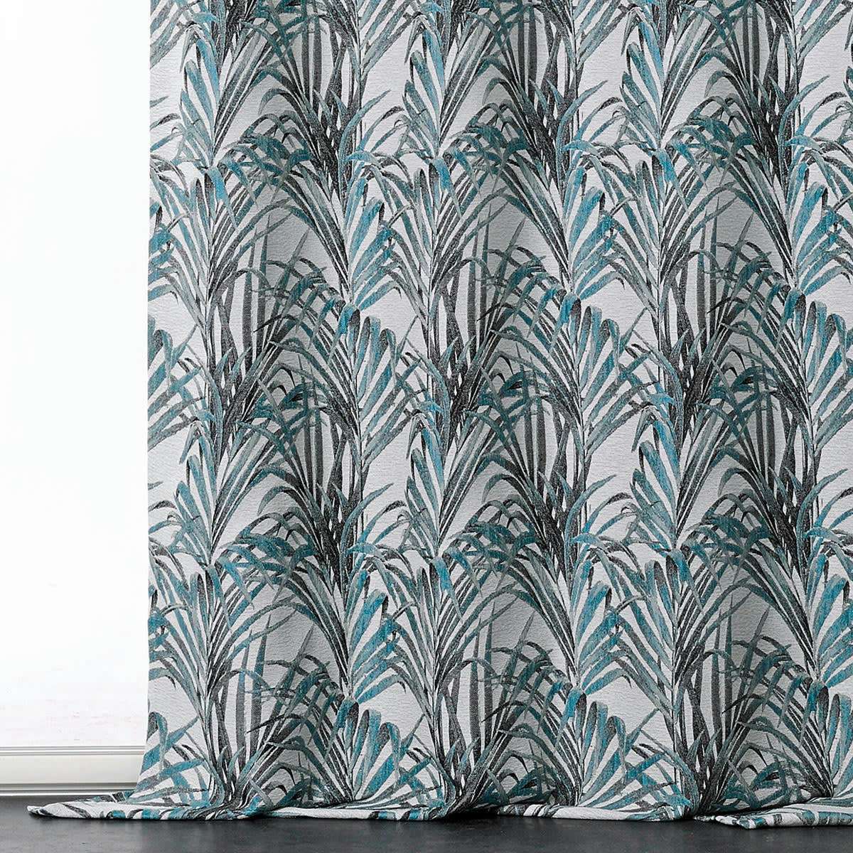 - Rideau aux  impressions exotiques polyester bleu 135x250 cm