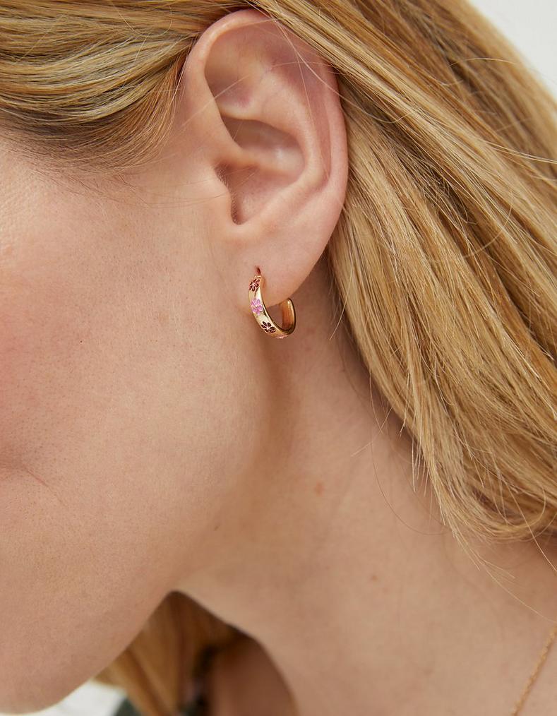 Enamel Daisy Hoops