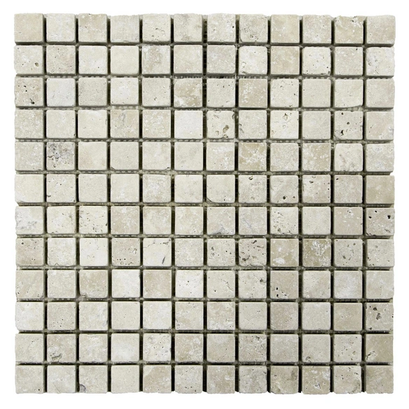 Mosaikmatte BxLxH: 30,5 x 30,5 x 1 cm, Fliesengröße: 2,3 x 2,3 cm, Travertin, beige