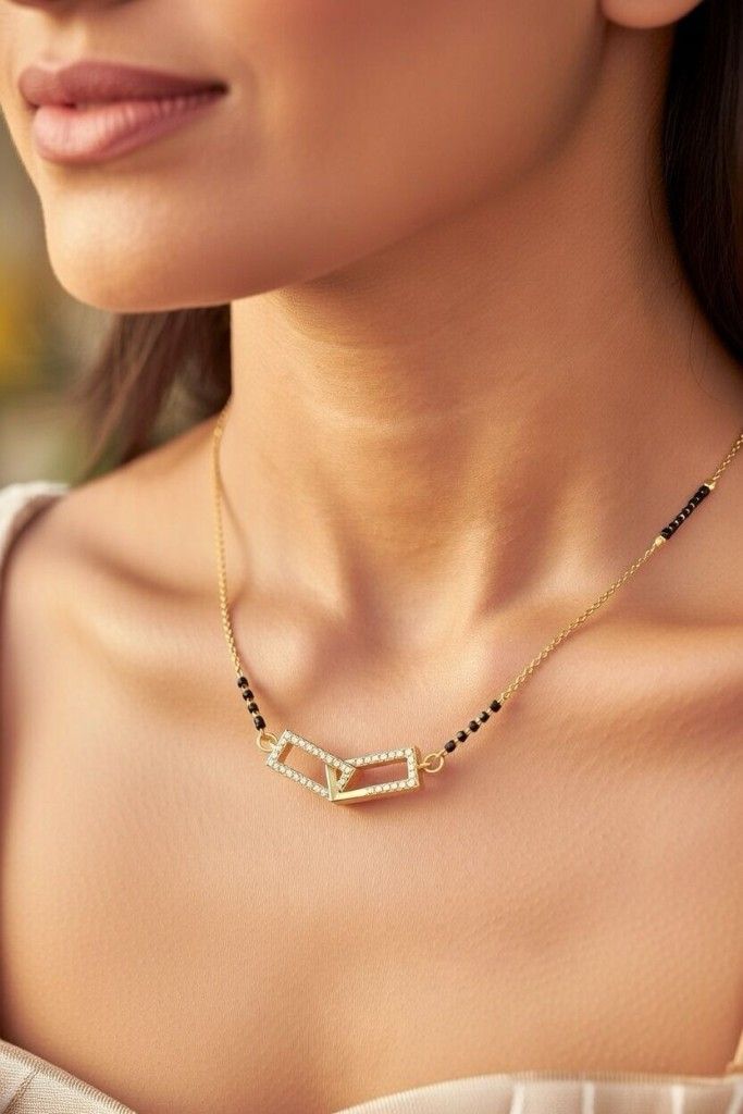 The Colourful Aura Cross Rectangle Diamond Mangalsutra Necklace