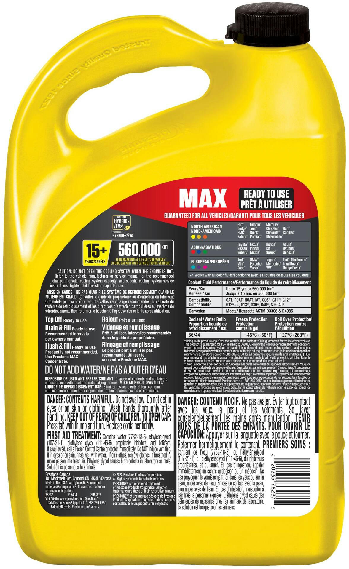 Prestone® MAX 15+ Year All Vehicles Antifreeze + Coolant, 3.78-L