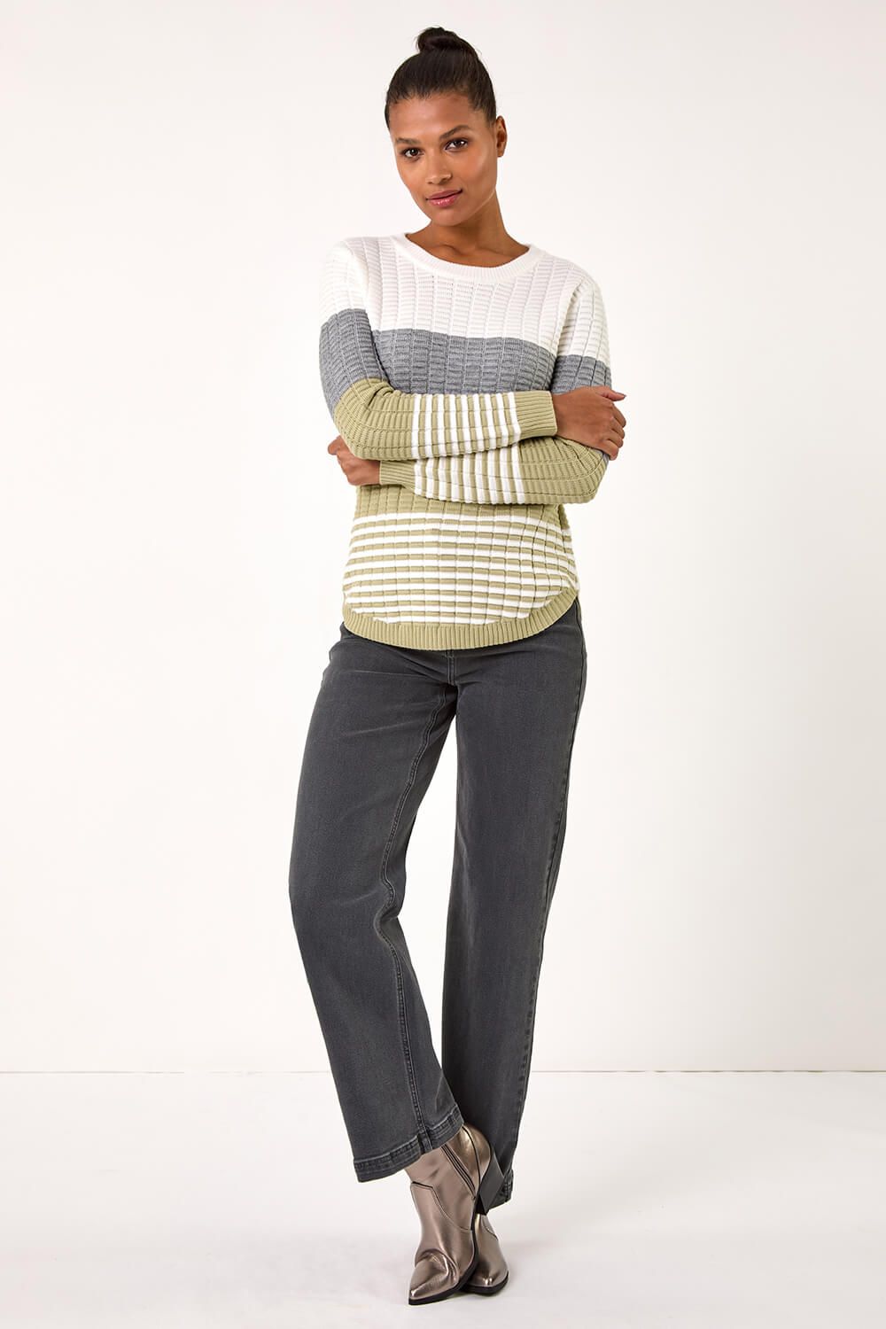 Roman Textured Stripe Knitted Jumper