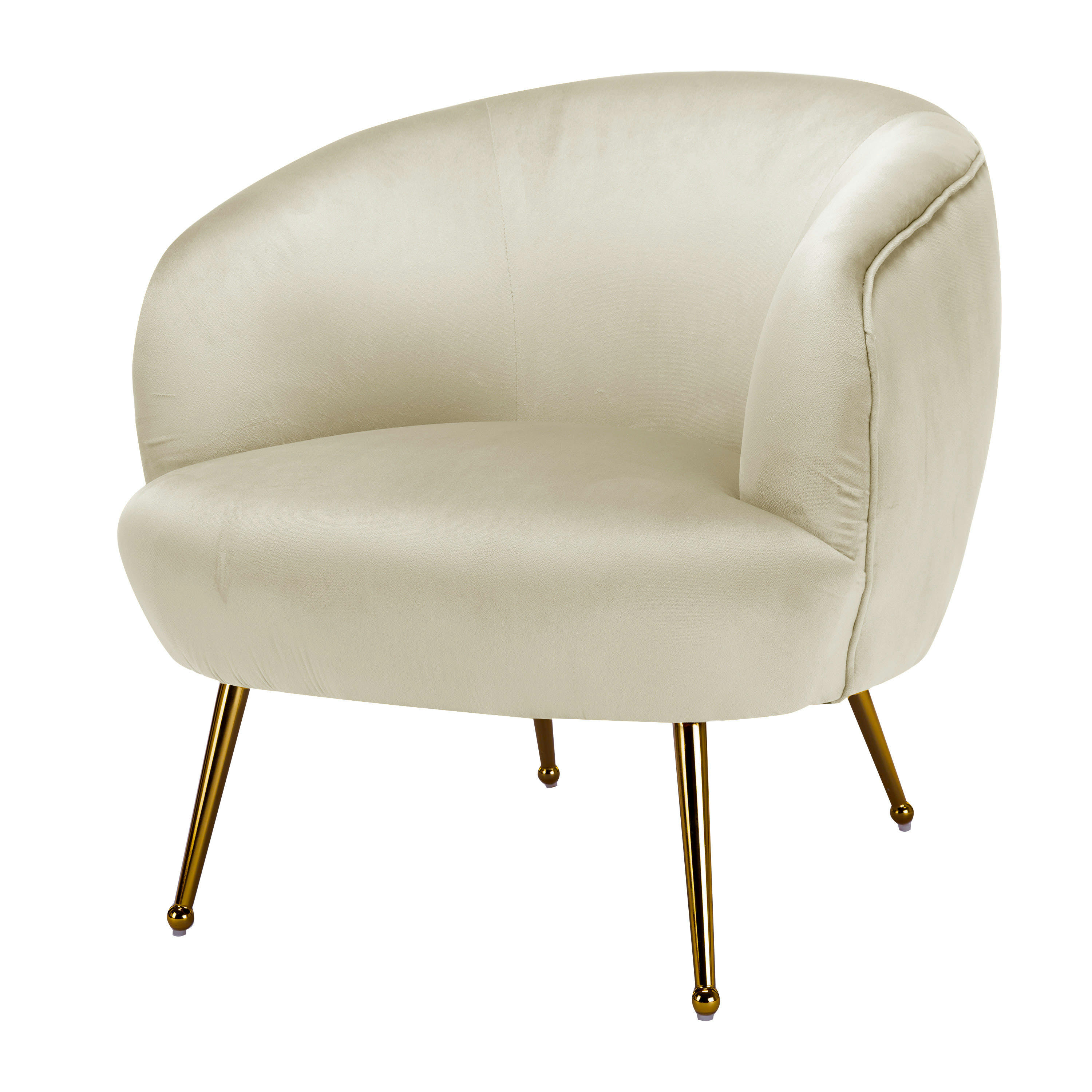 - Fauteuil lounge Ecru et pieds métal ndorés