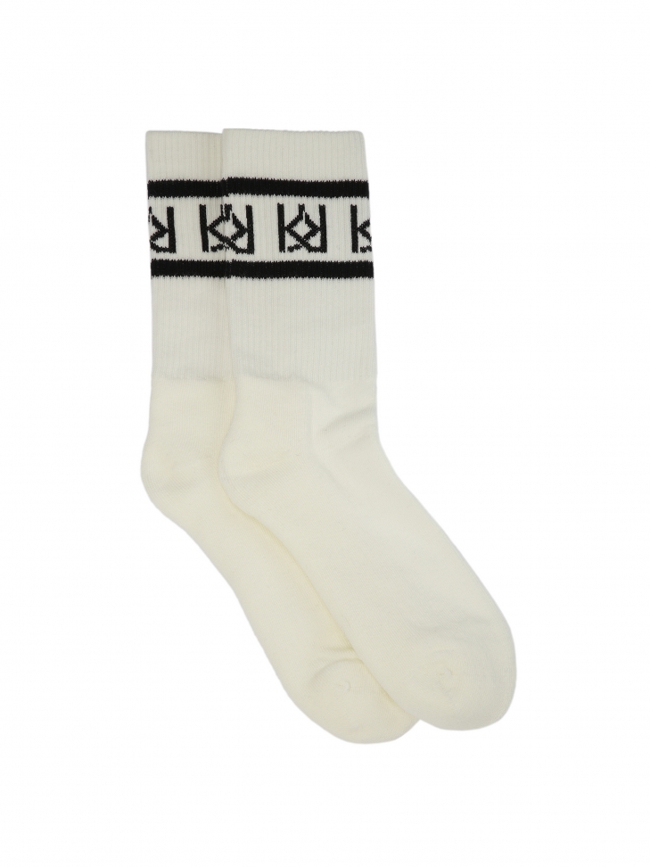 White combed cotton socks