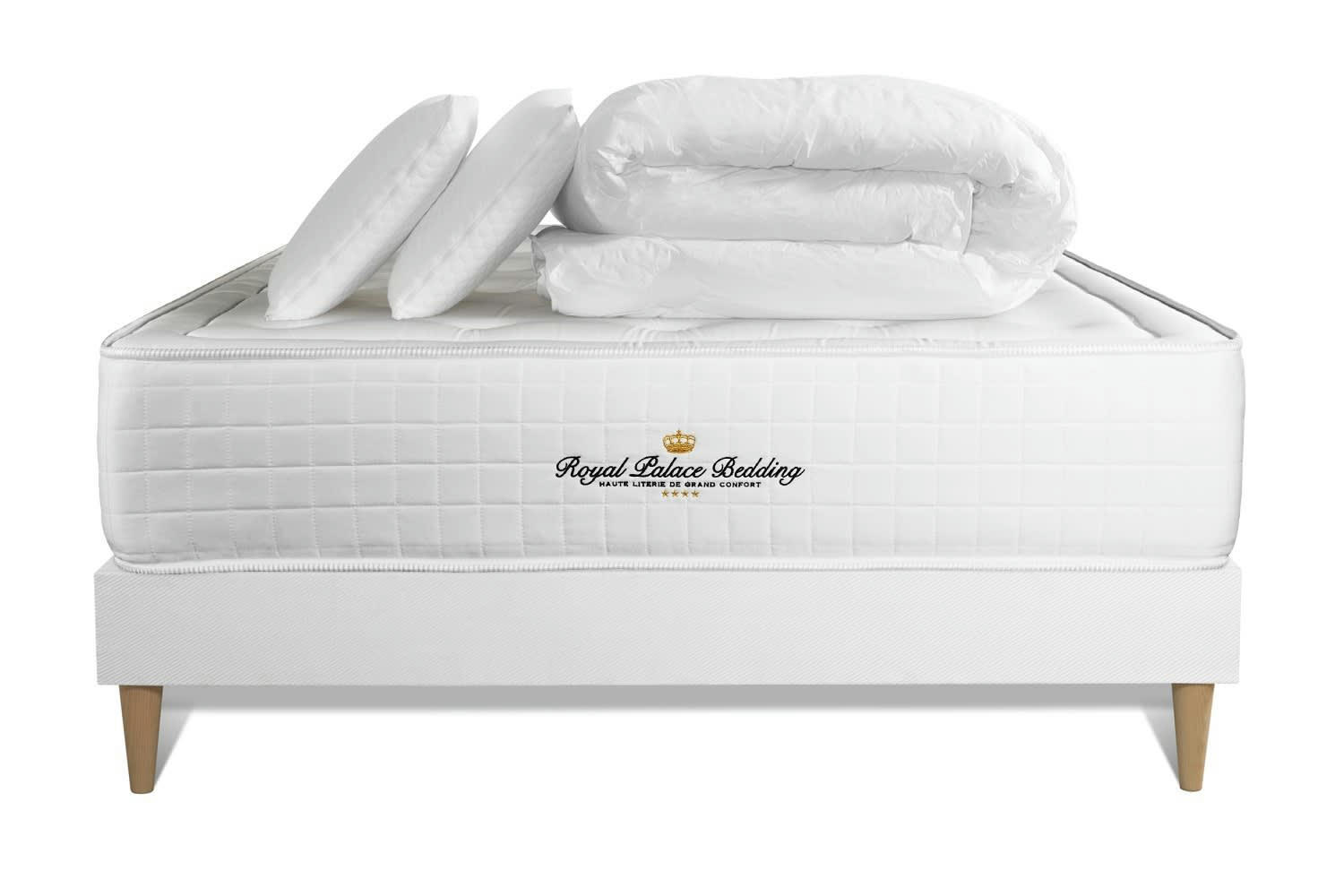 BUCKINGHAM - Pack matelas sommier kit 140x200 oreiller couette