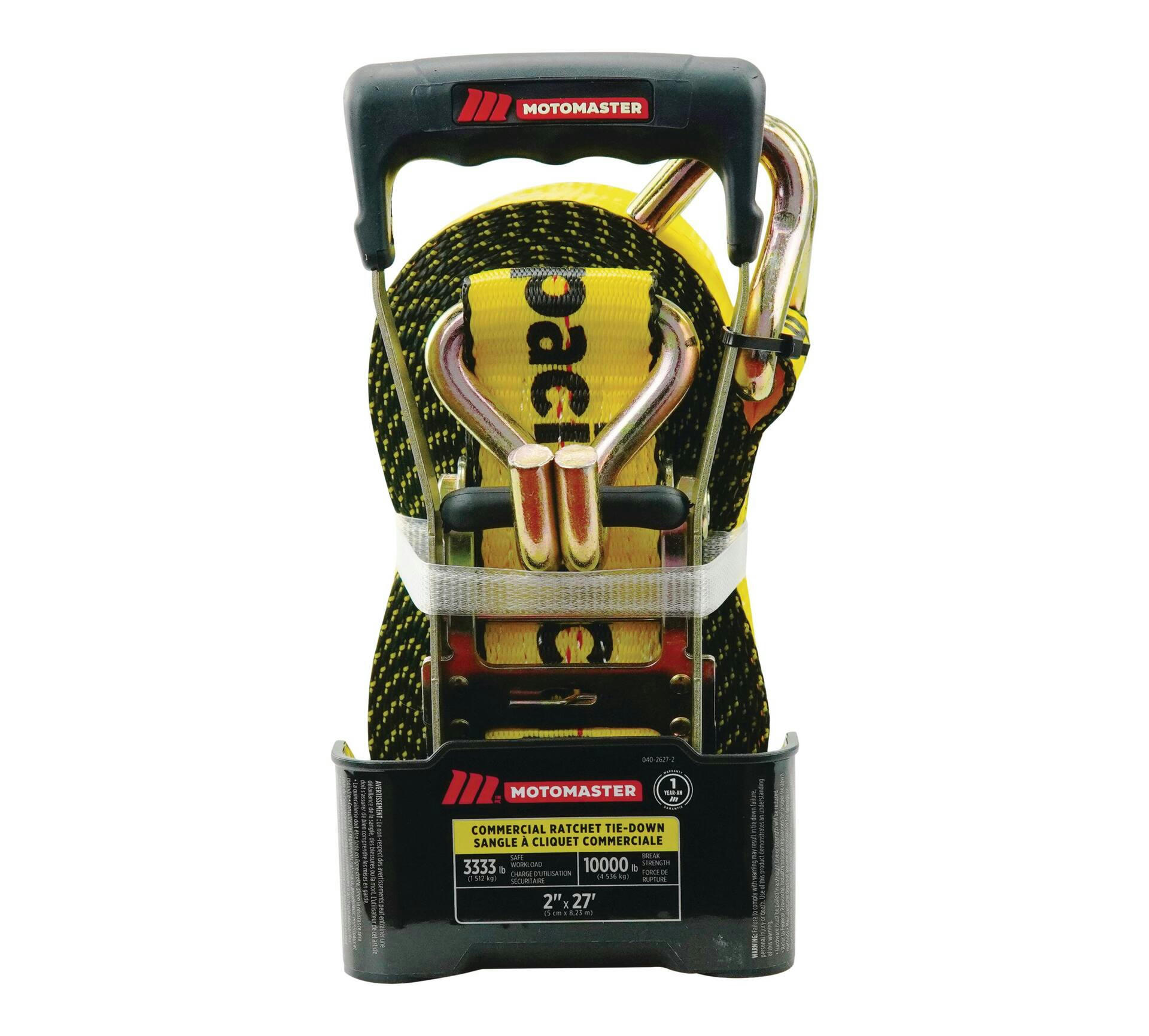 MotoMaster 10,000-lb Ratchet Tie Down Strap, Abrasion Resistant, 2-in x 27 ft