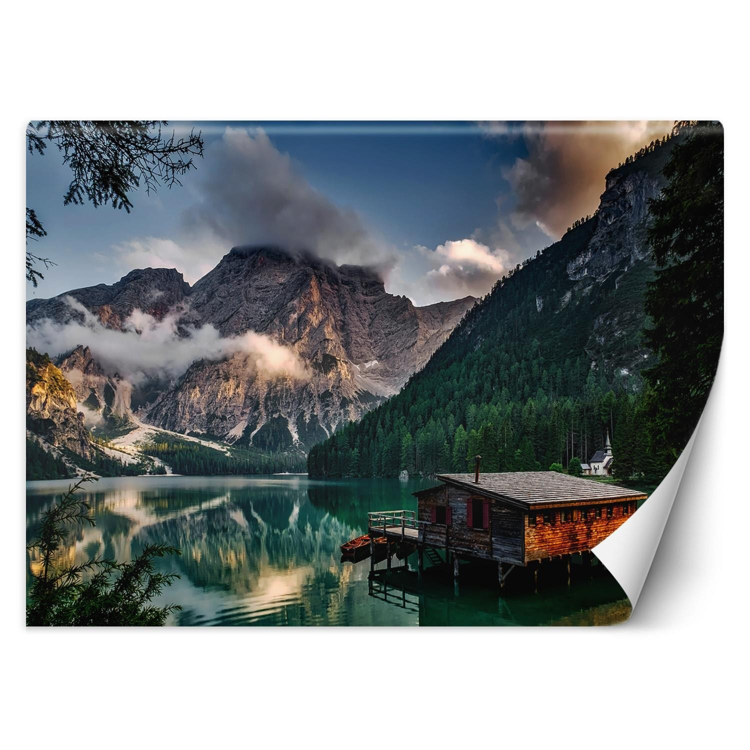 Feeby Fototapeta, Domek nad górskim jeziorem 150x105