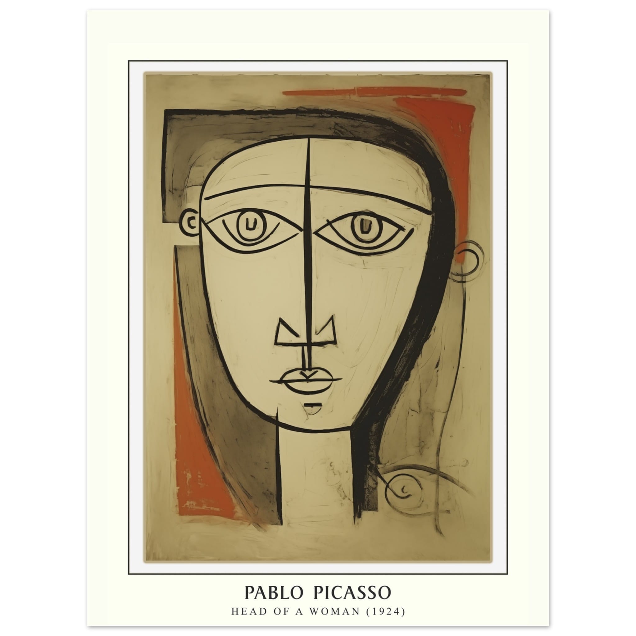 Artfulprints Poster Pablo Picasso - Head of a woman  - 30x40 cm - Bruin
