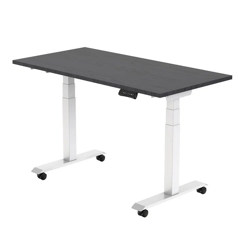 Elektrisch verstelbaar, opklapbaar en verrijdbaar bureau - 160x80 cm - Wit fram