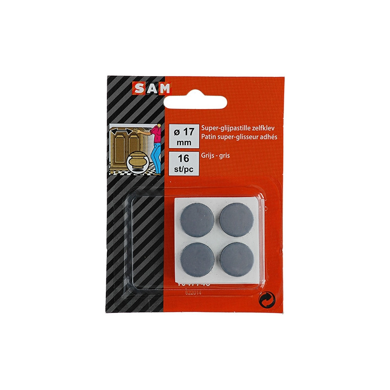 Patin glisseur adhésif Ø 17 mm 16 pièces