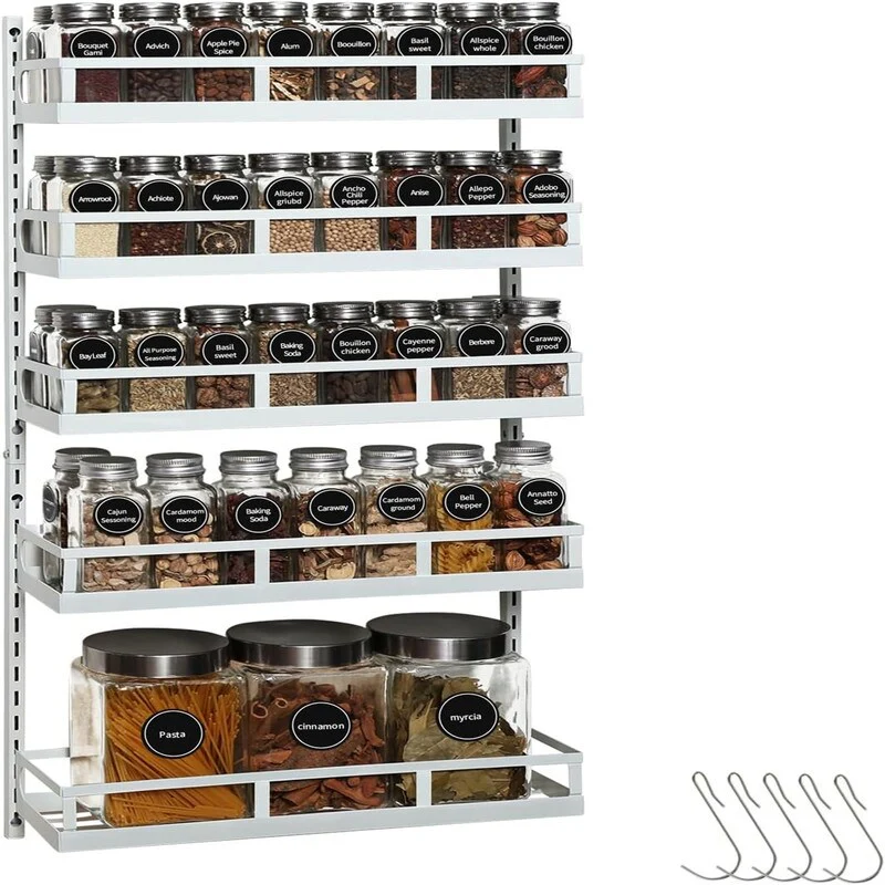 Wall Mount Spice Rack Organizer 5 Tier Height - 4.6D x 16.6W x 32.3H