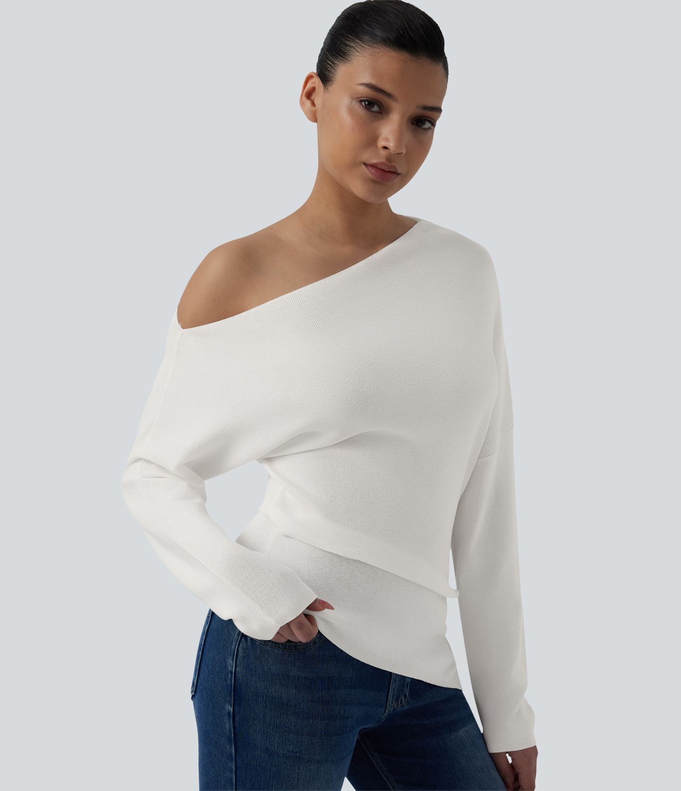 Pull casual une épaule manches longues