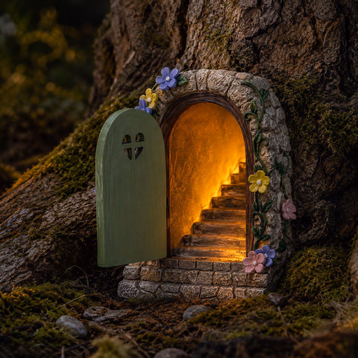 Solar Fairy house lights , Miniature Fairy Door ,Enchanted Garden Decor, Outdoor Solar Light, Secret Garden Cottage Decor