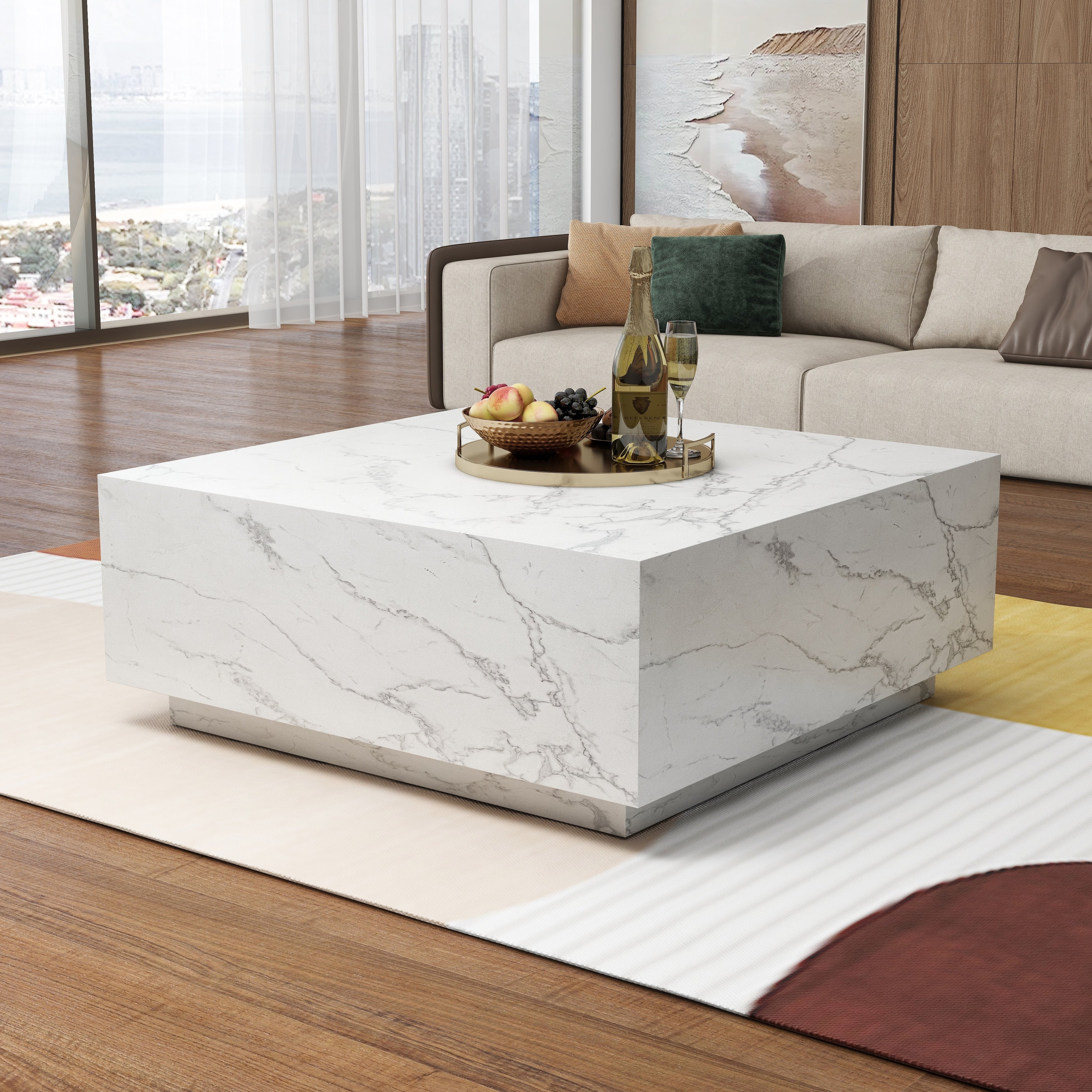 Faux Marble Square Coffee Table