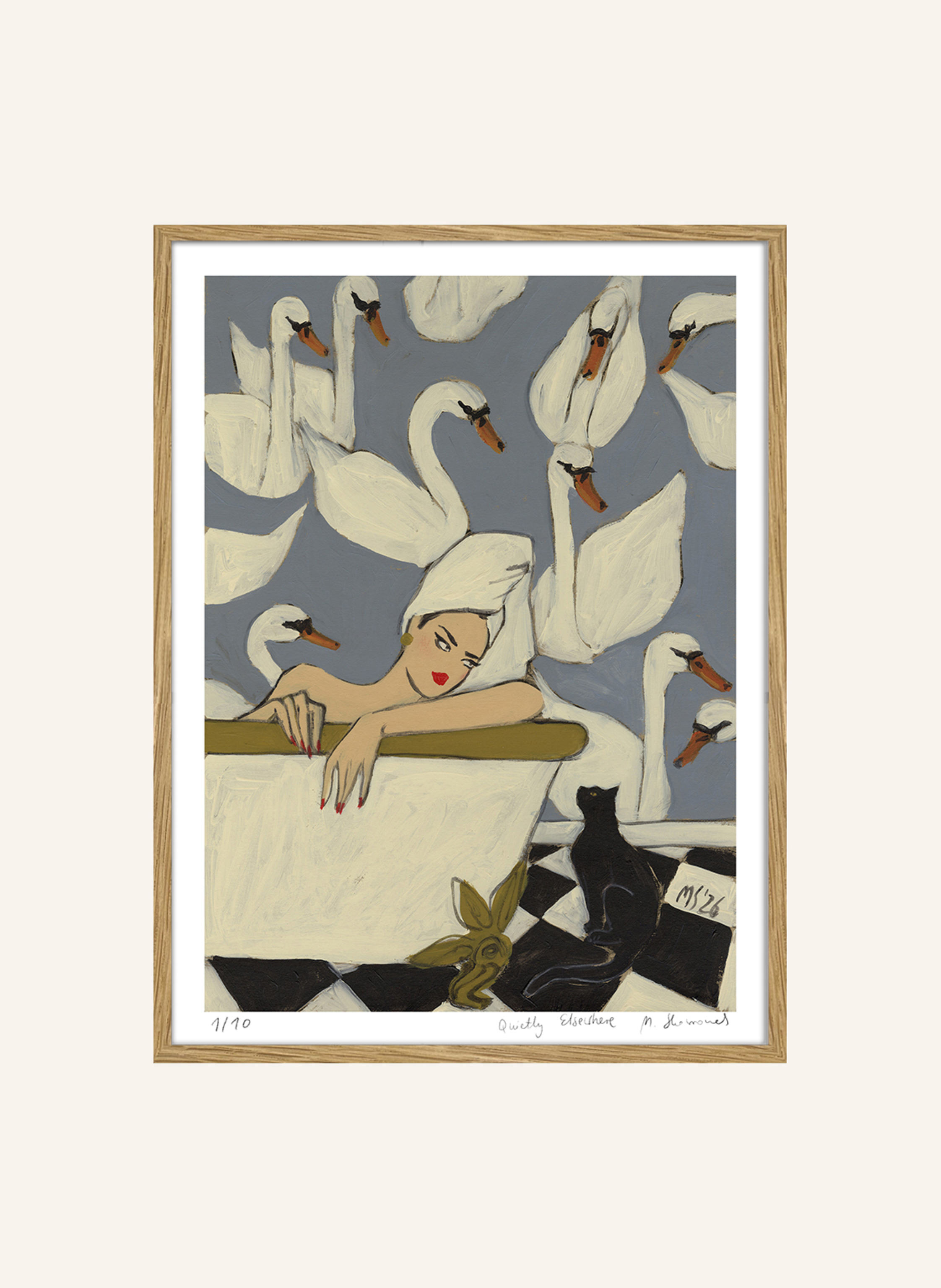 MARTAS ILLUSTRATION Limitiertes Kunstwerk QUIETLY ELSEWHERE mit Rahmen