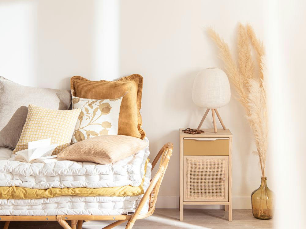 Sixties - Matelas de sol en coton jaune 90x190