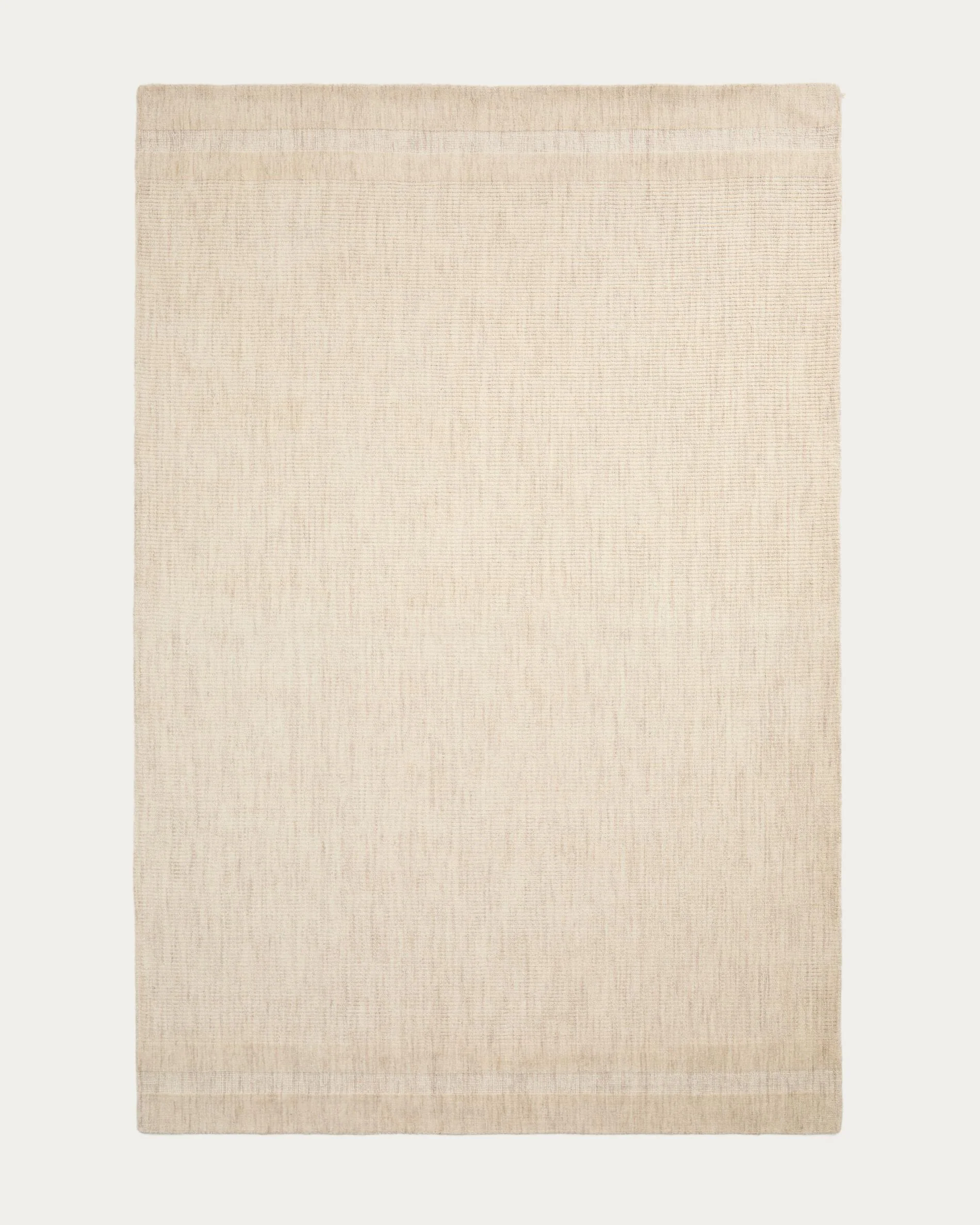 Dalena beige striped jacquard wool rug 300 x 200cm