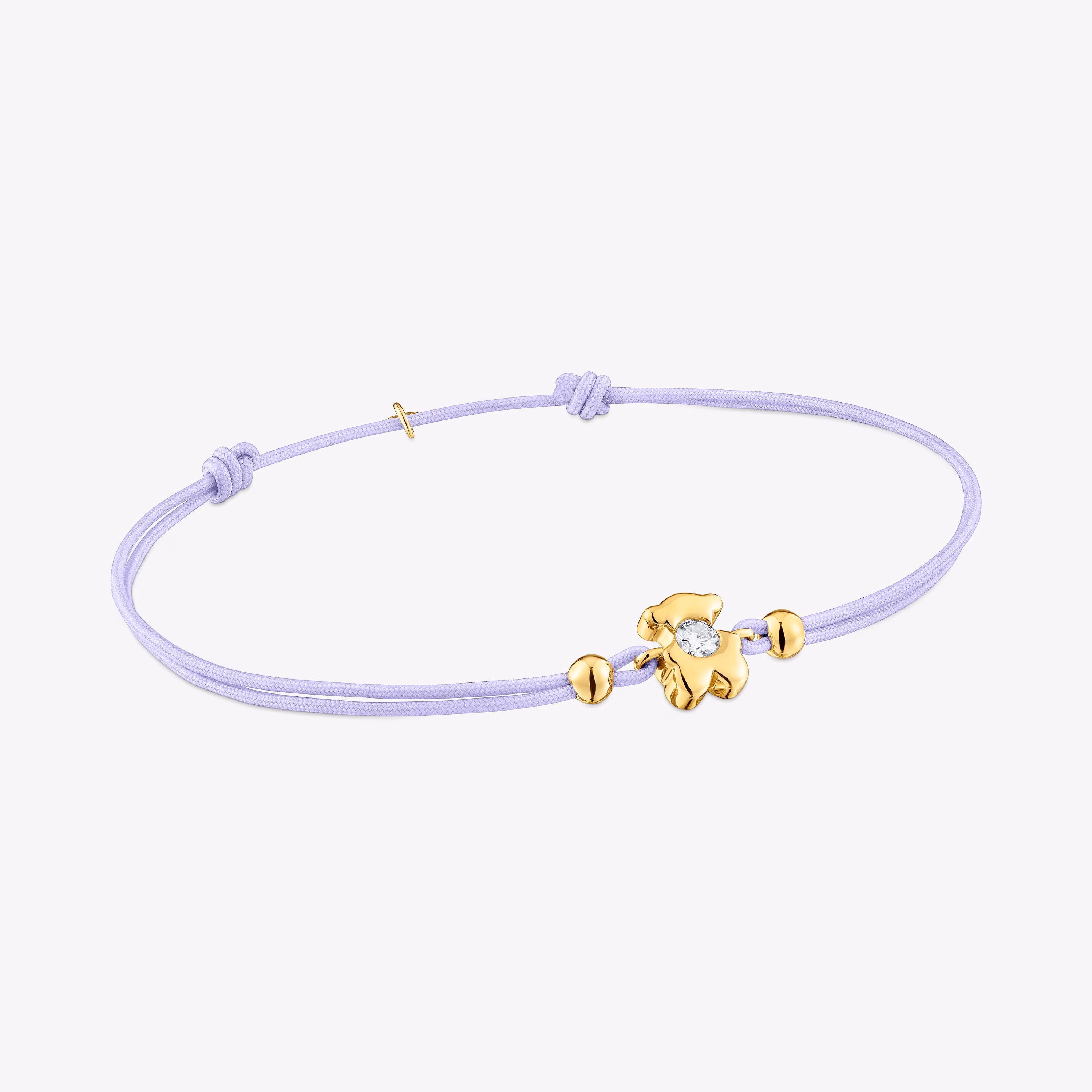Pulsera de oro con diamante creado en laboratorio y nylon malva TOUS Lili