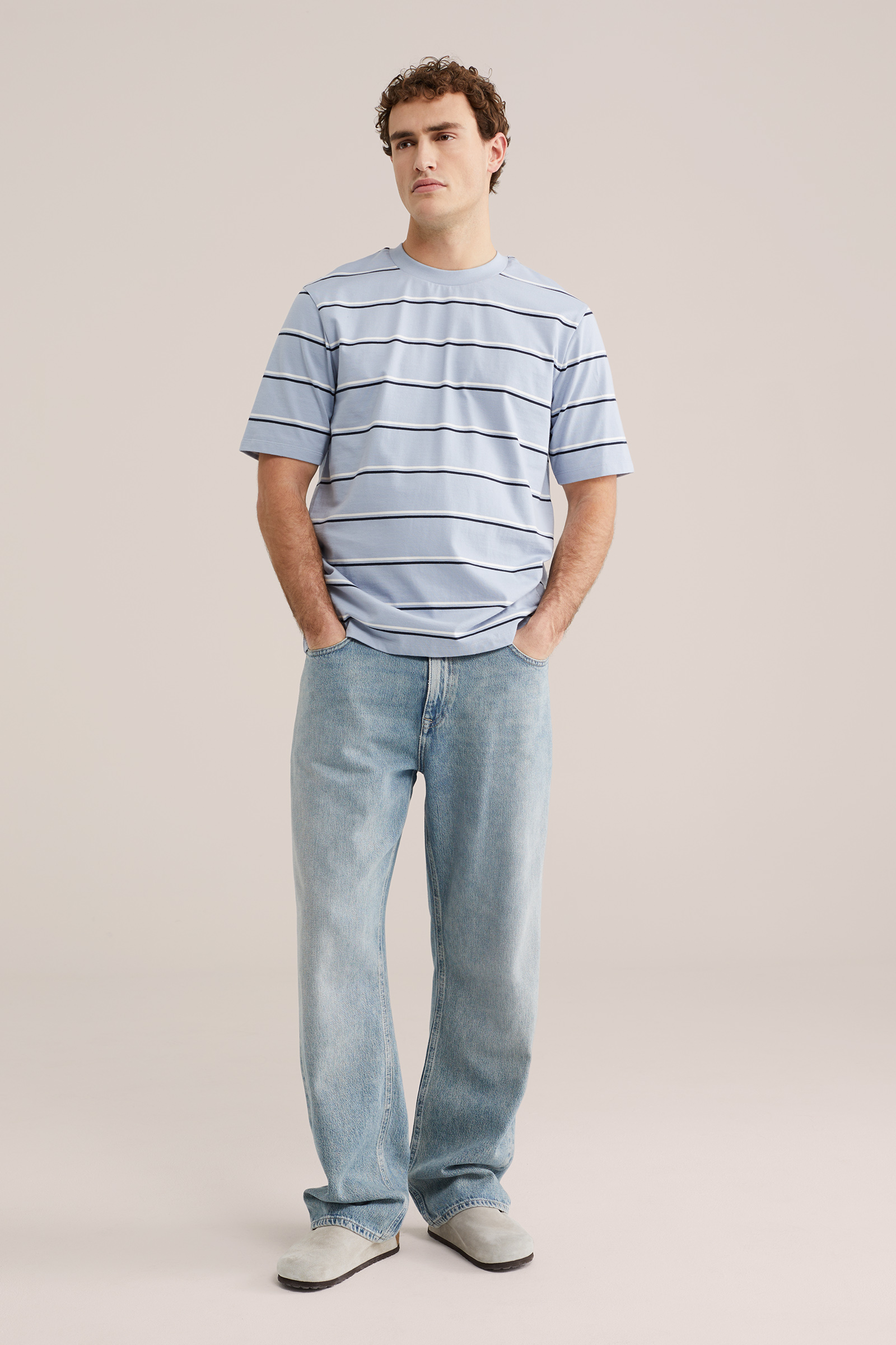 Heren relaxed fit gestreept T-shirt