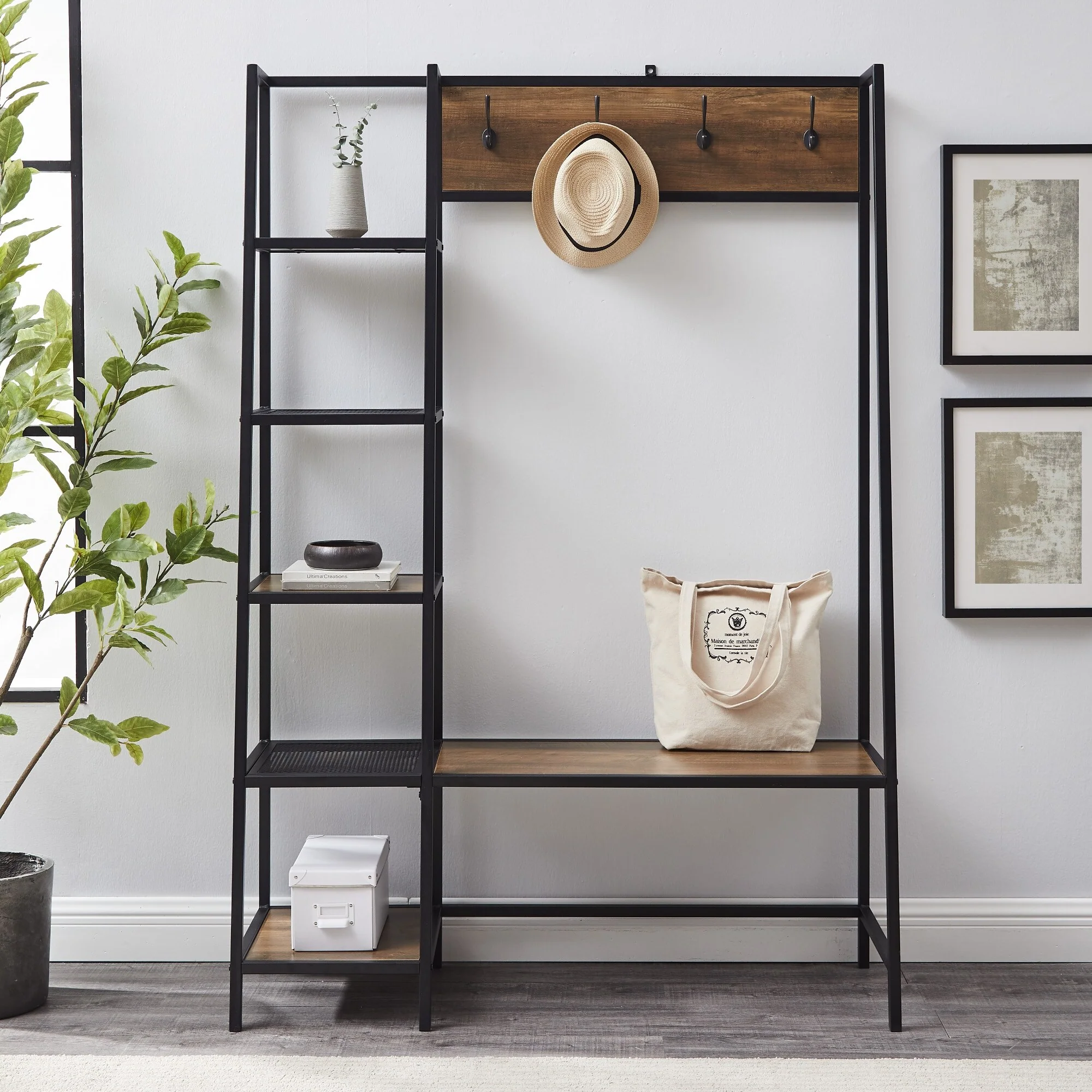 Middlebrook Barnett Angled Side Storage Hall Tree