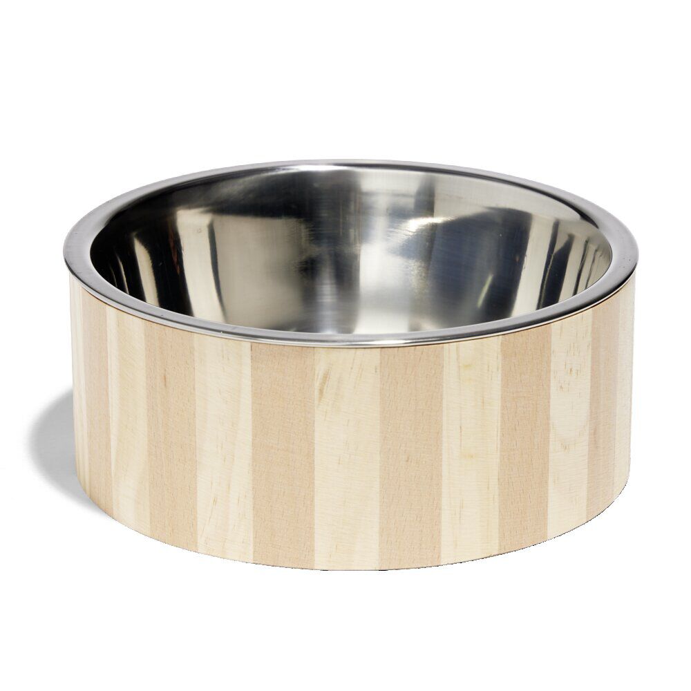 Gamelle pour chien inox et bois 1,75L
