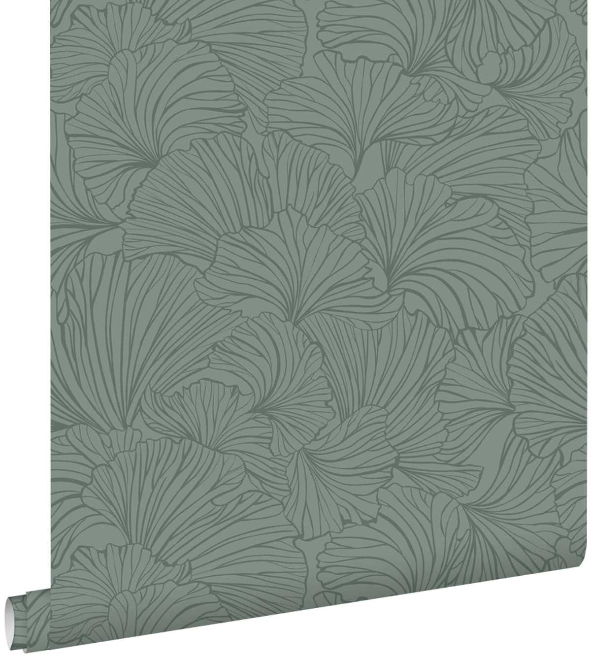 ESTAhome behang ginkgo bladeren vergrijsd groen - 53 cm x 10.05 m - 139616