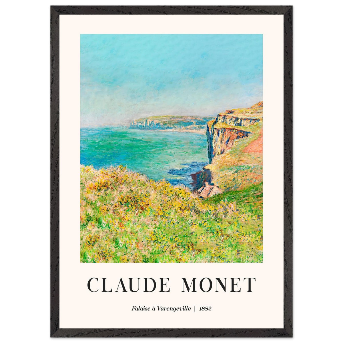 Artfulprints Poster met Lijst Claude Monet - Falaise à Varengeville  - 50x70 cm - Meerkleurig