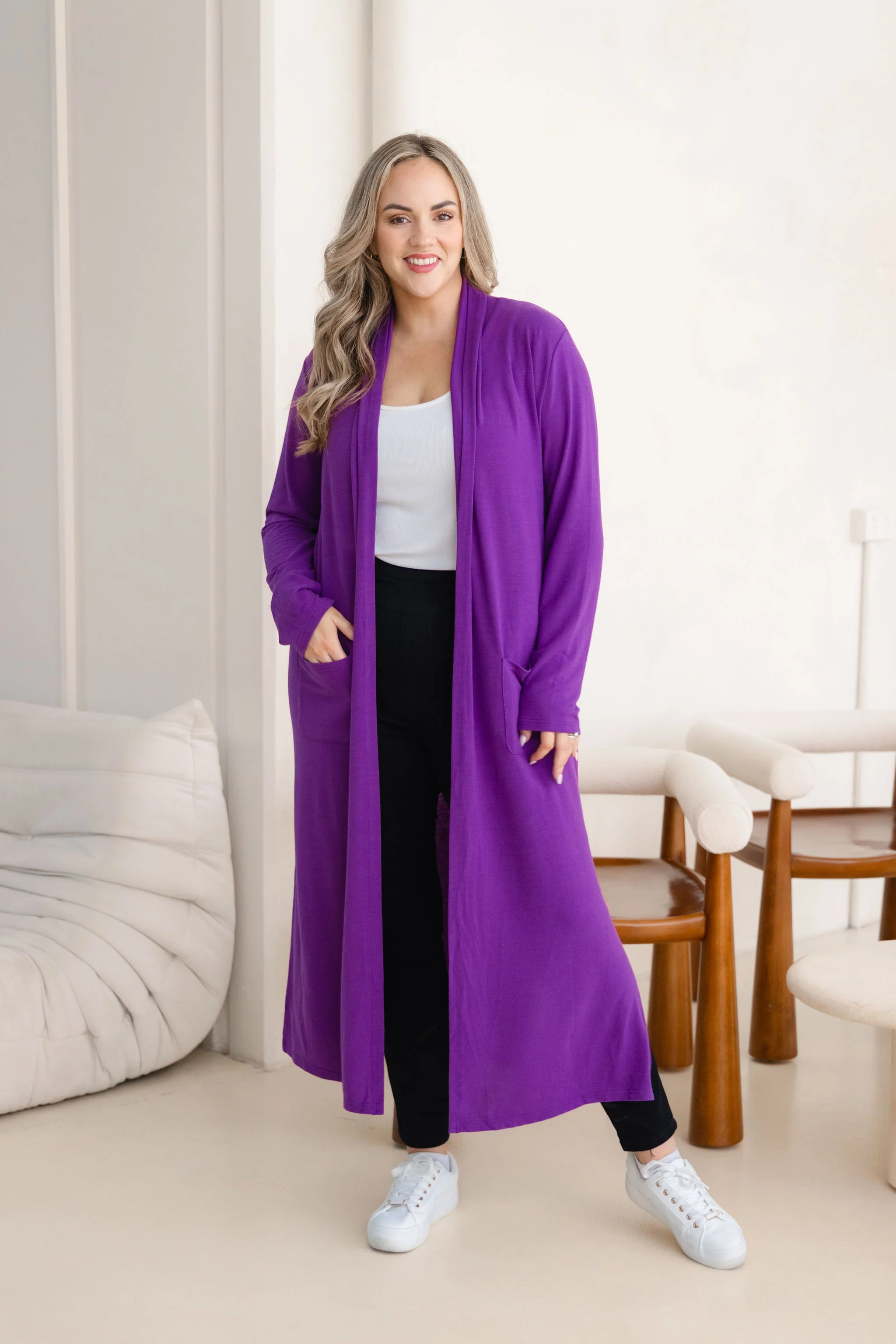 Jane Cardi Maxi Length in Purple