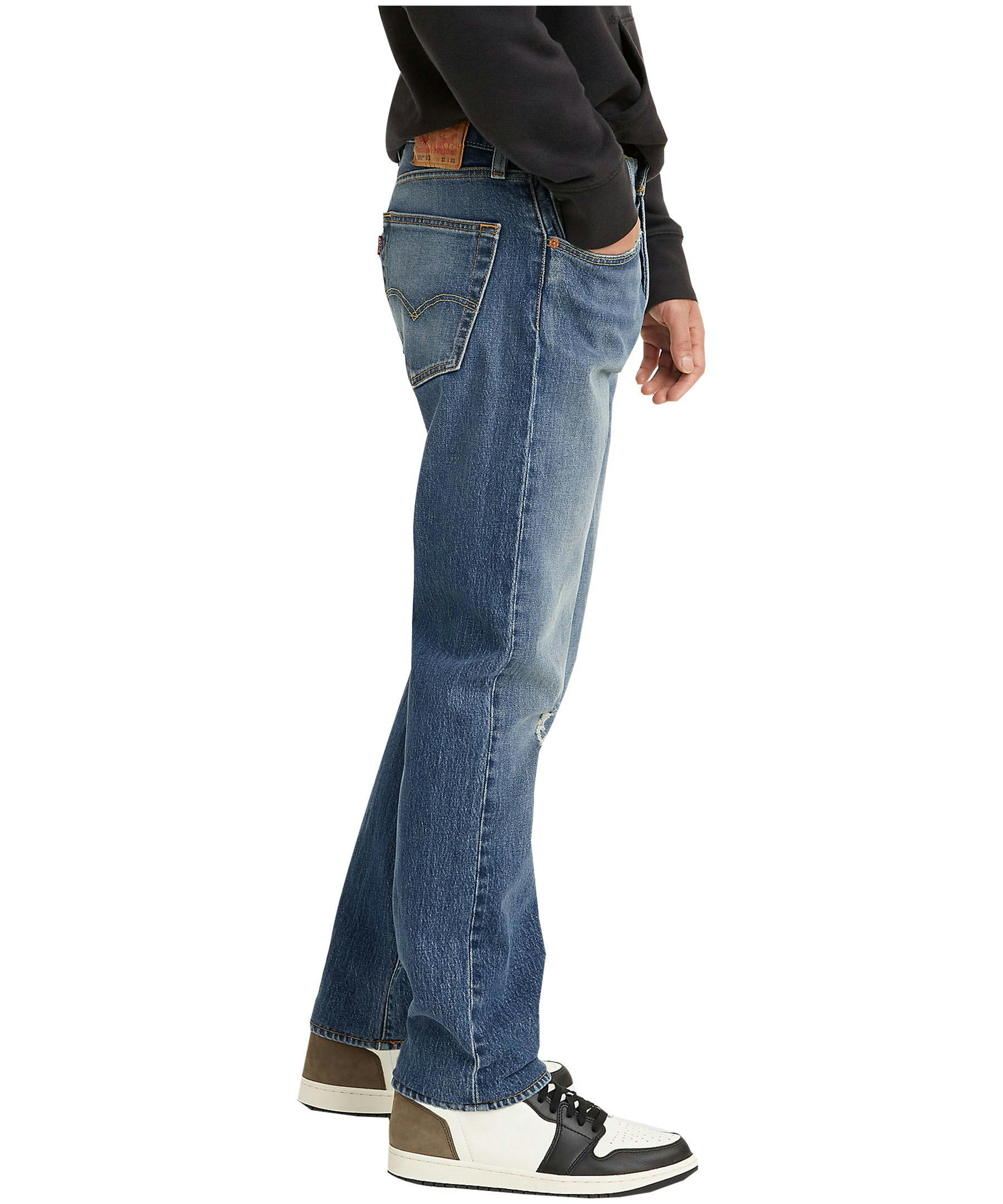Levi's Men's 501 Mid Rise Straight Fit Button Fly Jeans - Medium Wash