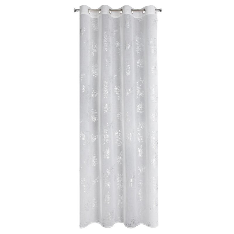 Firana 140x250 Capri biała srebrna liście gotowa