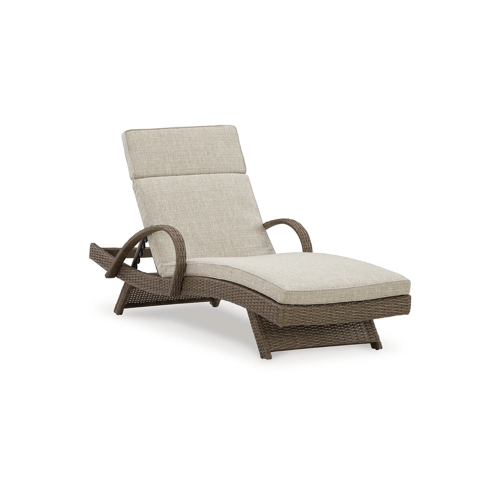 Signature Design by Ashley Beachcroft Beige Outdoor Chaise Lounge with Cushion - 30.13 W x 79.38 D x 39.75 H