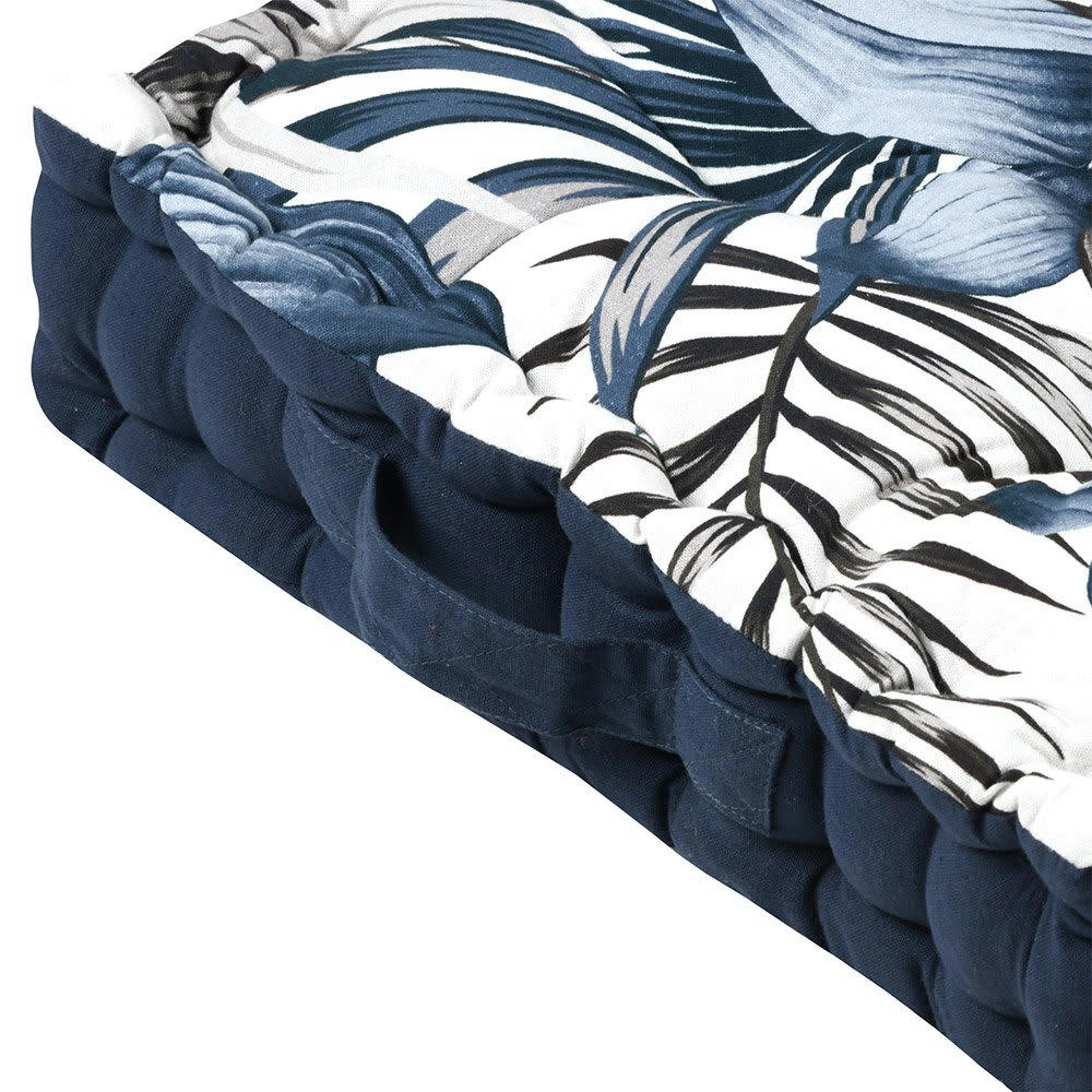 PARAISO - Coussin de sol bleu coton 45x45cm