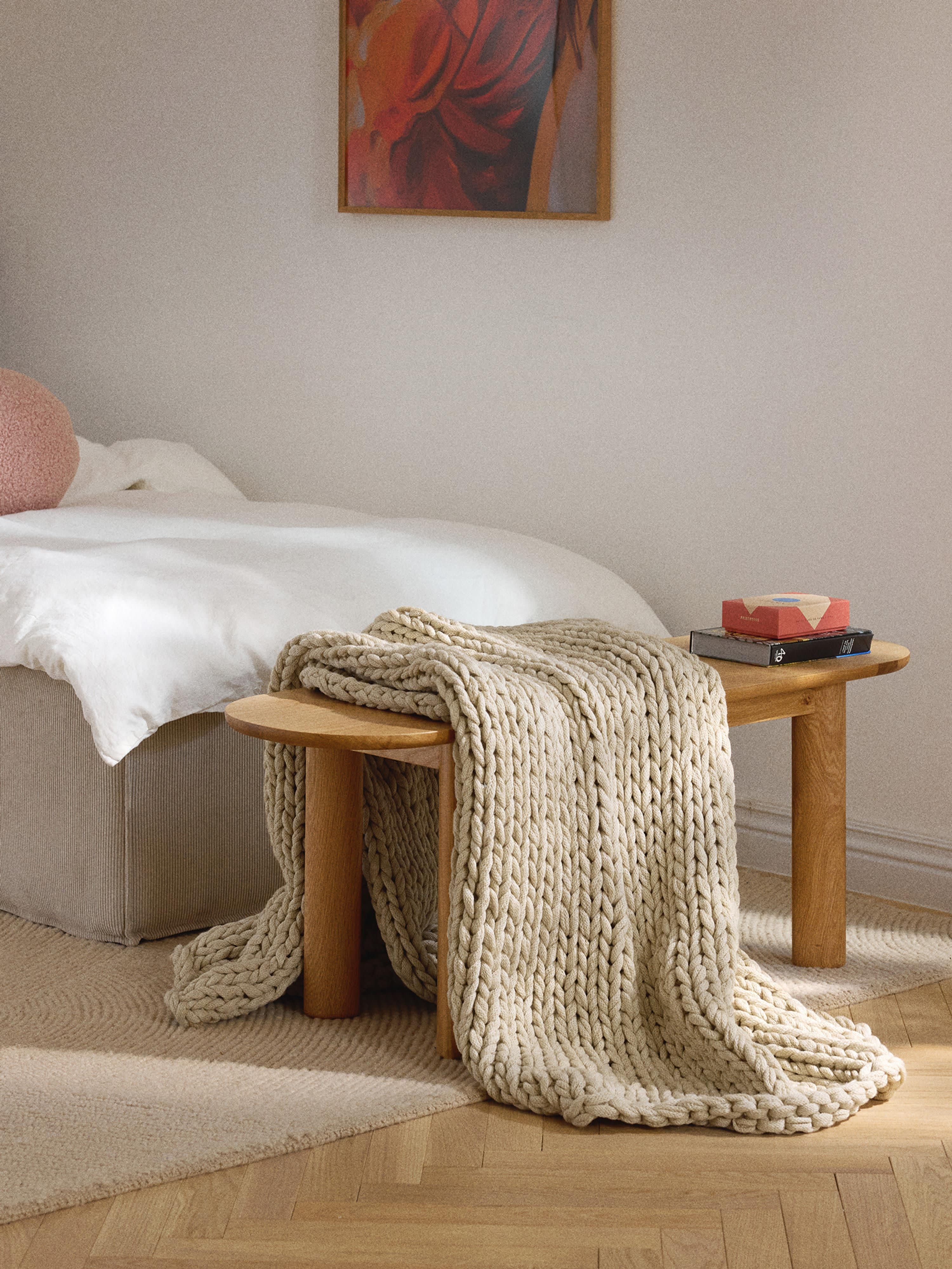 Handgefertigte Grobstrick-Decke Adyna