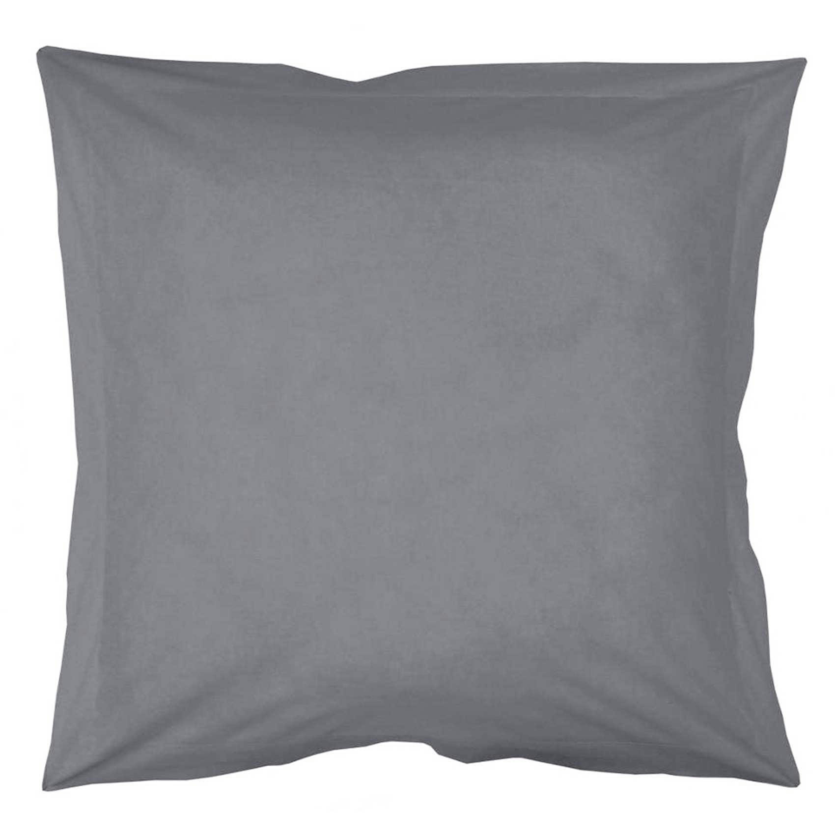 - Taie d'oreiller unie en coton bio ardoise 65x65 cm