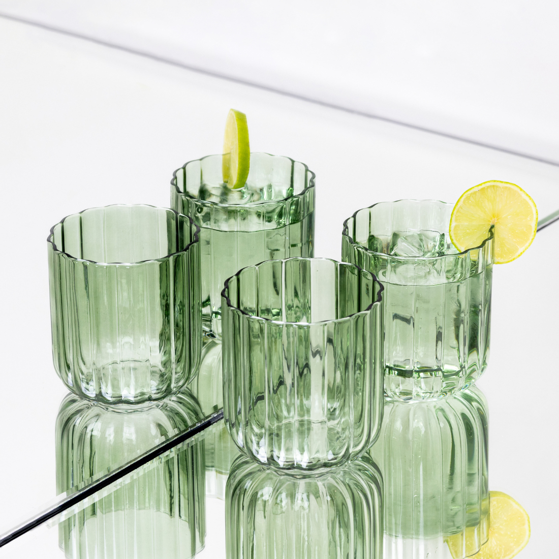 Tumbler Gaia   Set van 4   whiskeyglas   35cl   drinkglas   lime groen
