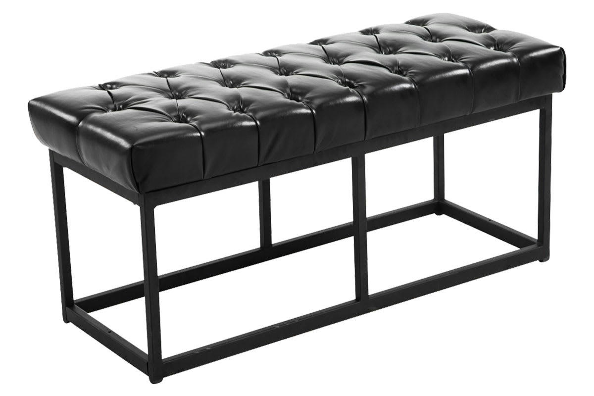 AMUN - Banquette avec pieds en métal assise en similicuir Noir