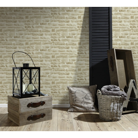 Vliestapete »Best of Wood´n Stone«, creme/beige, strukturiert, für Feuchträume geeignet