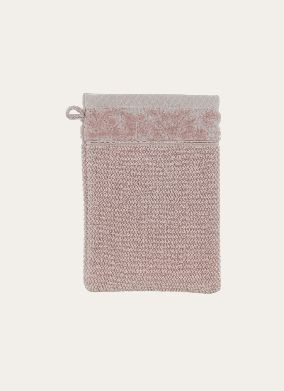 GANT DE TOILETTE LITEAU VELOURS CISELÉ ROSE