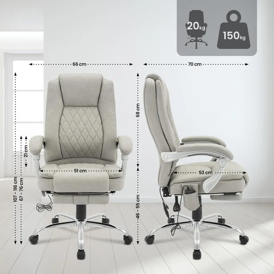 CLP Bureaustoel Rubia chroom Frame - Kunstleer - grijs